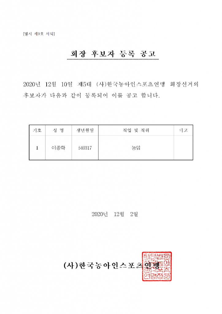 회장 후보자 등록 공고(별지 제9호 서식)001.gif